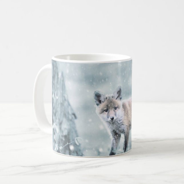 Caneca De Café Raposa na Neve (Frente Esquerda)