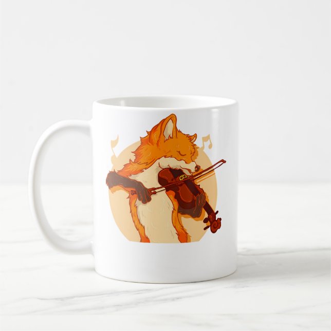 Caneca De Café Raposa Tocando Violino Violinista Amante da Música (Esquerda)