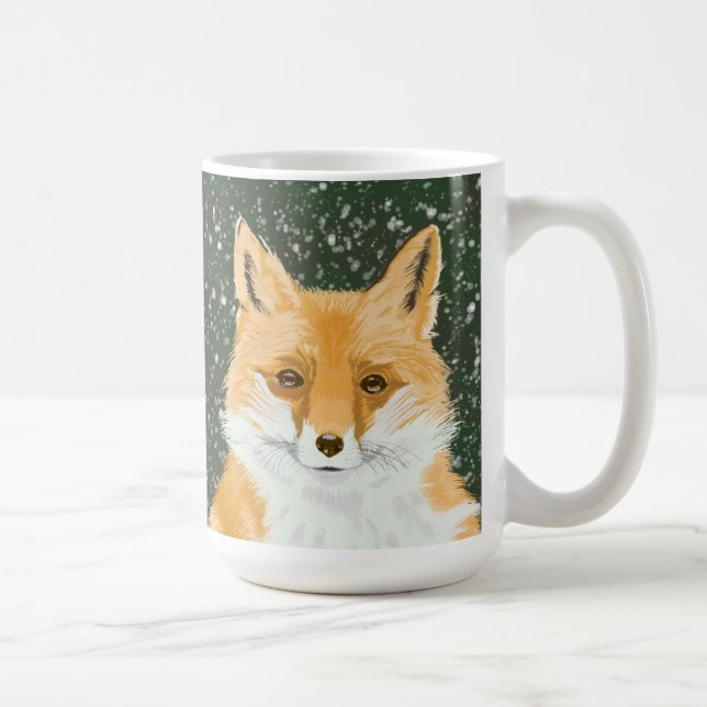 Caneca De Café Raposa Vermelha Bonita na neve. (Direita)