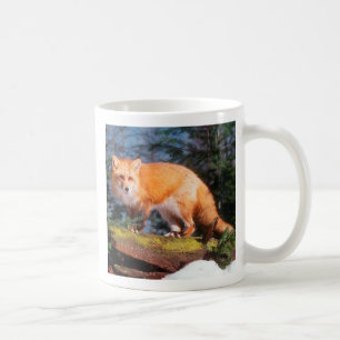Caneca De Café Raposa Vermelha em um tronco