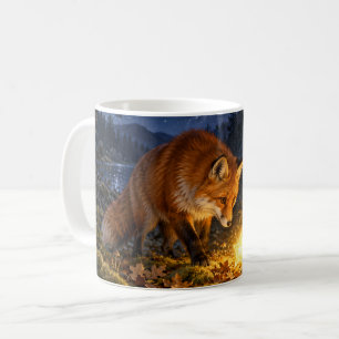 Caneca De Café Raposa Vermelha Enfeitiçada Estrela Brilhante Flor