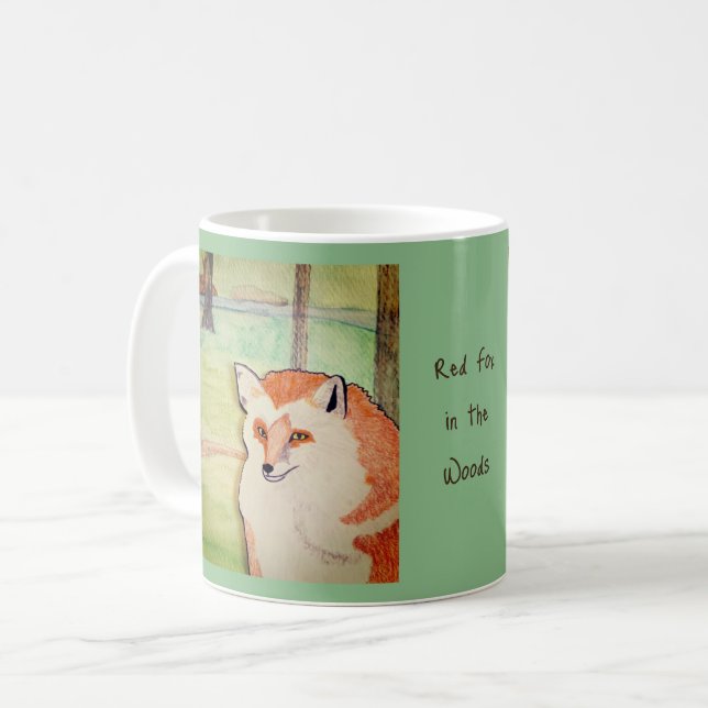 Caneca De Café Raposa Vermelha nos Bosques (Frente Esquerda)