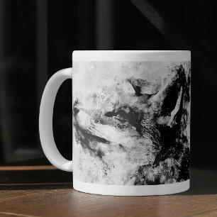 Caneca De Café Raposa Vermelha Preto e Branco Aquarela 01