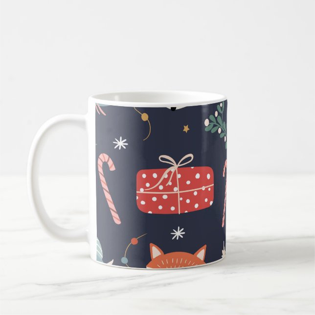 Caneca De Café Raposas e presentes: padrão perfeito para o Natal (Esquerda)