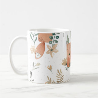 Caneca De Café Raposas nos prados: Aquarela sem costura