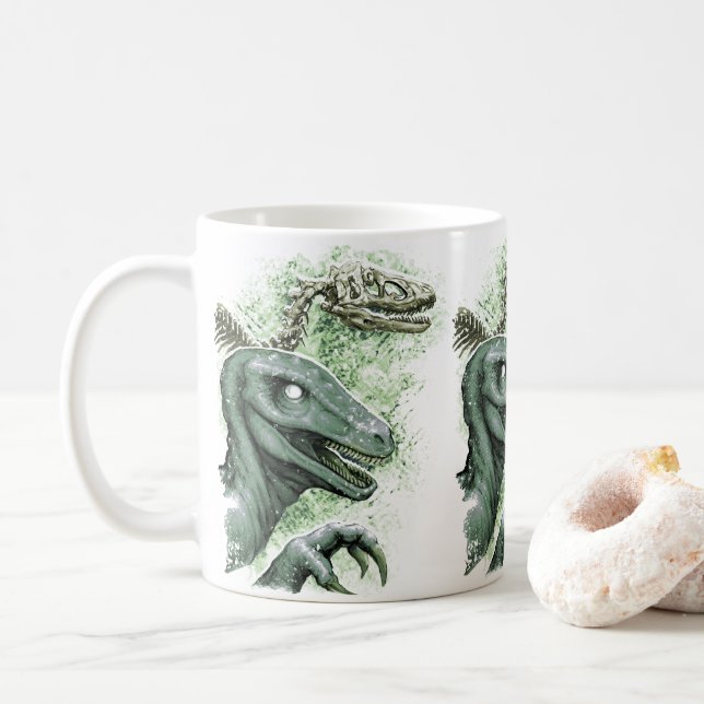Caneca De Café Raptor em verde (Com Donut)