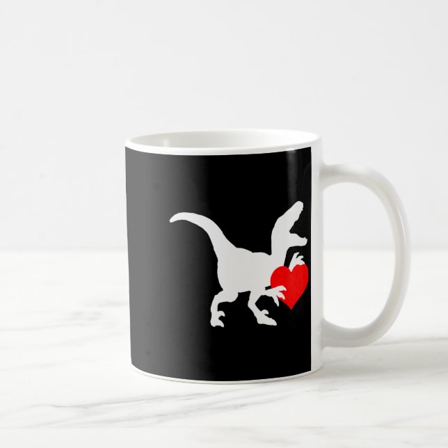 Caneca De Café Raptor Love Valentines Day Gift Dino Raptor Heart  (Direita)