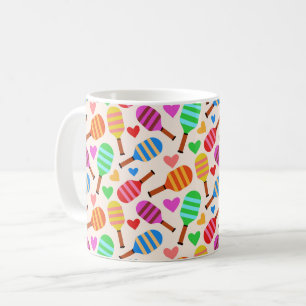 Caneca De Café Raque de Pickleball Listrada com Corações 