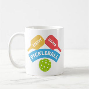 Caneca De Café Raque e bola de pickleball colorido