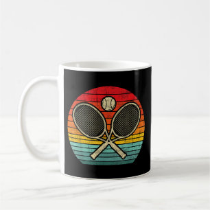 Caneca De Café Raquete de Ténis Cruzada Vintage Retro - Amante do