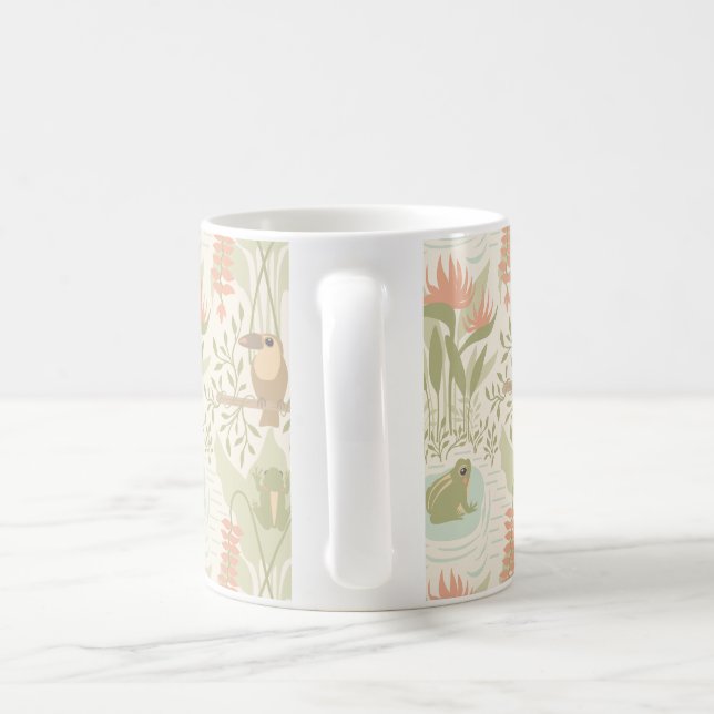 Caneca De Café Rãs e Pássaros Suaves da Selva (Alça)