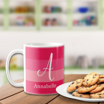 Raspberry Pink Strips Nome do Monograma Personaliz