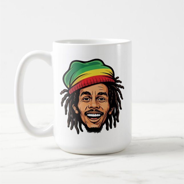 Caneca De Café Rasta Roots & Reggae Rhythms - Ícone Bob Marley (Esquerda)