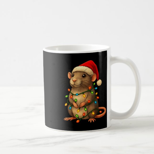 Caneca De Café Rat Christmas Pajama Funny Xmas Lights Animals Lov (Direita)