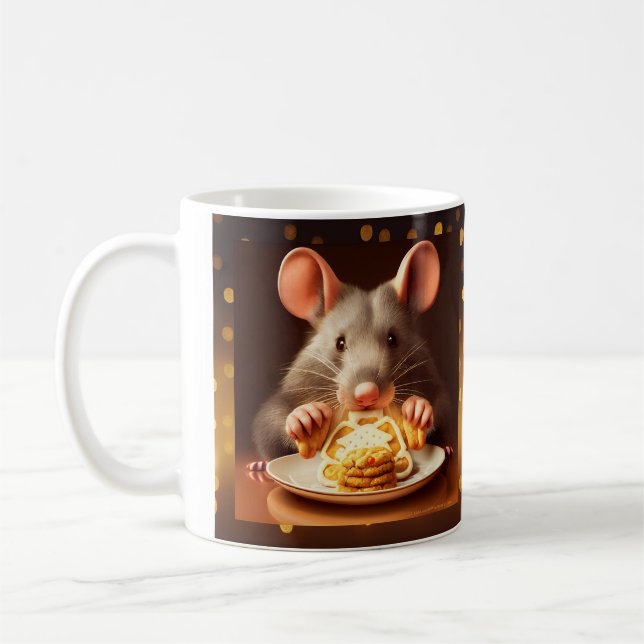 Caneca De Café Rat Comendo Cookies de Natal Mug (Esquerda)