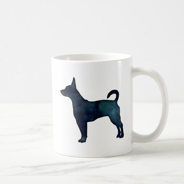 Caneca De Café Rat Terrier Black Watercolor (Direita)