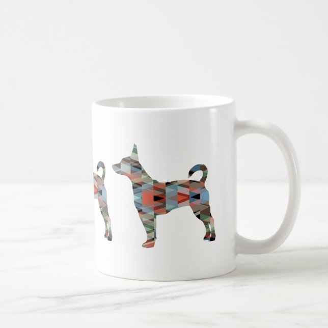 Caneca De Café Rat Terrier Colorful Geométrico Pattern Silhouette (Direita)