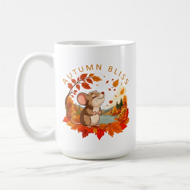 Caneca de Café Ratinho Fofo Felicidade de Outono (Esquerda)