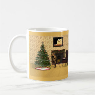 Caneca De Café Rato Bonito Decorando Árvore de Natal