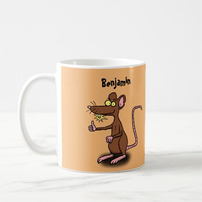 Caneca De Café Rato castanho-bonito deita um desenho animado (Esquerda)