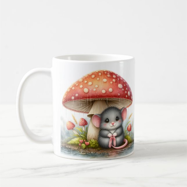 Caneca De Café Rato De Bebê Sob O Guarda-Chuva (Esquerda)