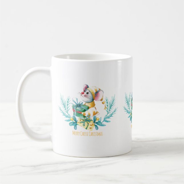 Caneca De Café Rato de Natal Queijo Alegre (Esquerda)