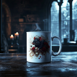 Caneca De Café Rato Gótico com Rosas