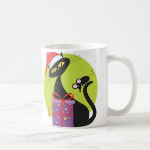 Caneca De Café Rato preto de gato preto dos anos 50