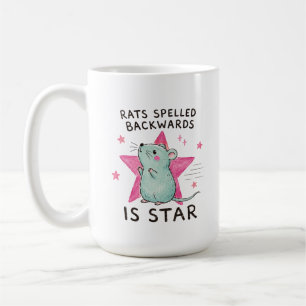 Caneca De Café Ratos Escrito ao Contrário é Estrela Rato Engraçad
