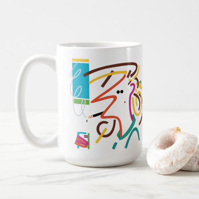 Caneca De Café Rat's Nest Abstrato Modern Art Illustration Mug (Com Donut)