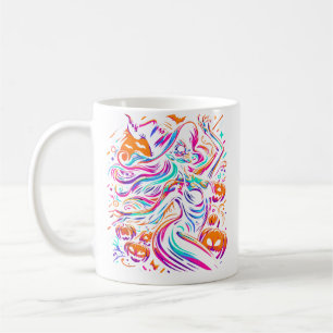 Caneca De Café Rave Techno Halloween Bruxa Edm Festival Engraçado