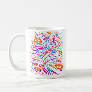 Caneca De Café Rave Techno Halloween Bruxa Edm Festival Engraçado