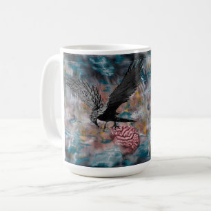 Caneca De Café Raven Crow Black Bird Abstrato surreal Art