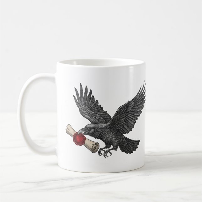 Caneca De Café Raven messenger Dark Macabre Art Gothic Love (Esquerda)