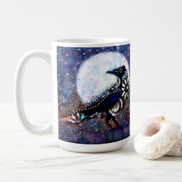 Caneca De Café Raven Moon Floral Preto Branco Branco