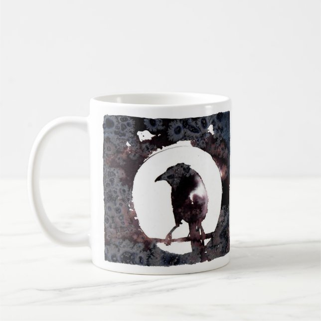 Caneca De Café Raven Moon (frente e trás) (Esquerda)