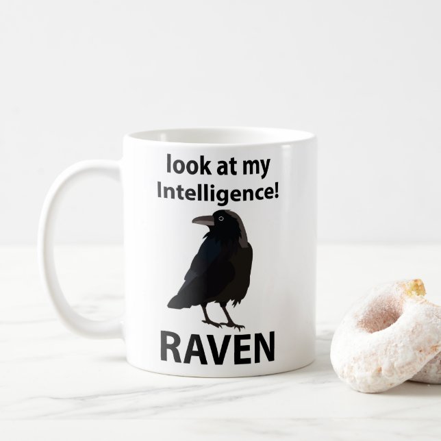 Caneca De Café Raven Olhe Minha Inteligência Raven (Com Donut)