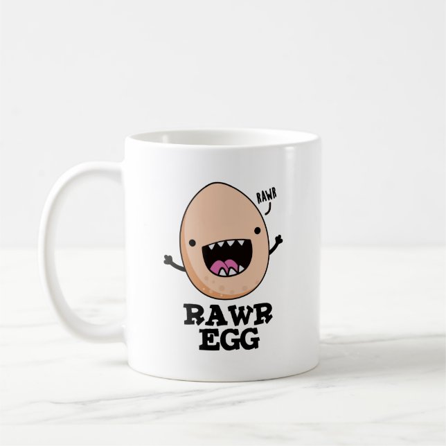 Caneca De Café Rawr Egg Funny Raring Raw Egp Pun (Esquerda)