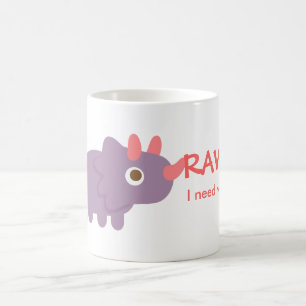 Caneca De Café Rawr, preciso de água, divertido dinossauro tricer
