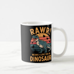 Caneca De Café Rawr Significa Que Eu Te Amo Em Dinossauro Vintage