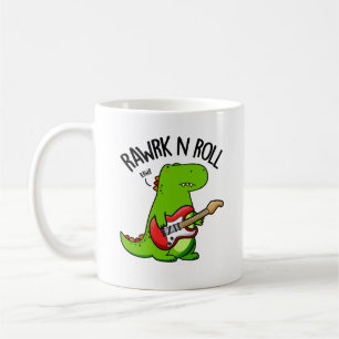 Caneca De Café Rawrk E Roll Funny Rocker Dinossaur Pun