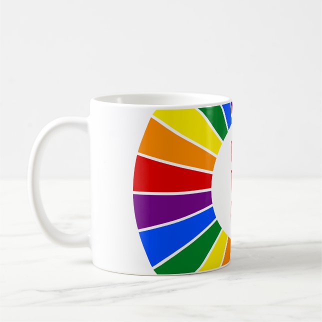 Caneca De Café RAYS DO BOTÃO RAINBOL + sinal ou texto (Esquerda)