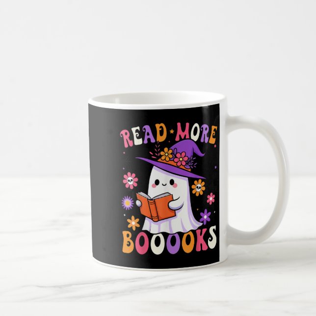 Caneca De Café Read More Books Ghost Reading Book Funny Teacher H (Direita)