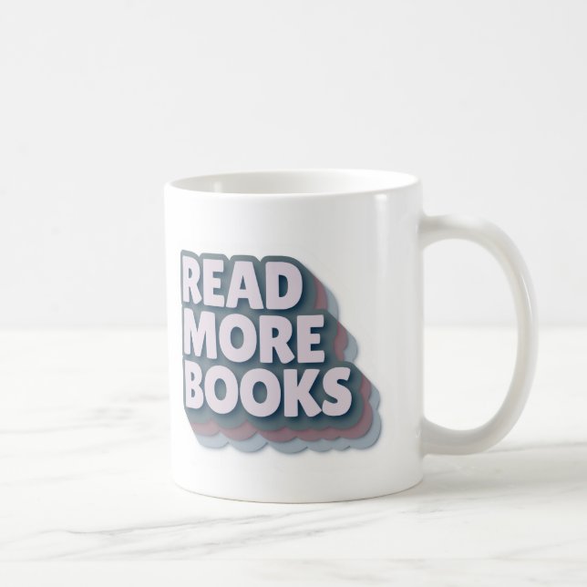 Caneca De Café Read More Books Retro Typography Mug (Direita)