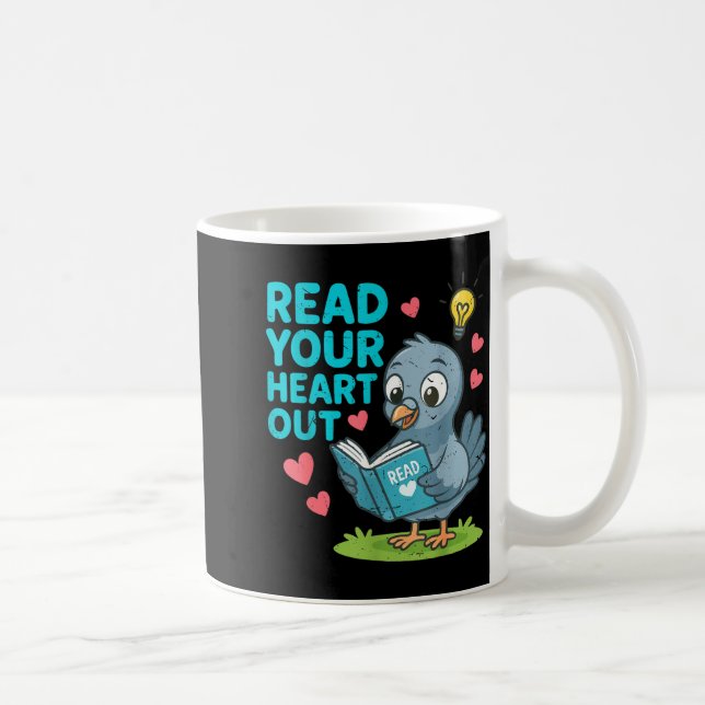 Caneca De Café Reading Teacher Valentine Day Read Your Heart Out  (Direita)
