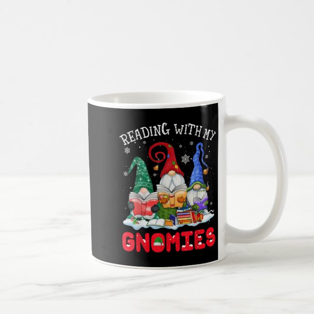 Caneca De Café Reading With My Gnomies Christmas Funny Gnomes Rea (Direita)