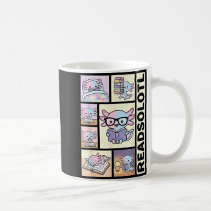 Caneca De Café Readsolotl kawaii axolotl amante de livros leitura