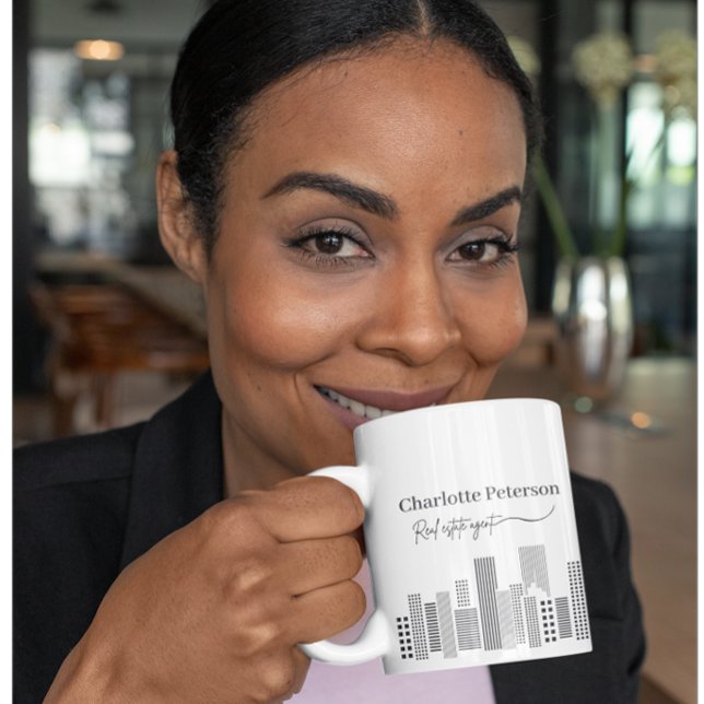 Caneca De Café Realtor Clássico Preto e Branco   (Criador carregado)