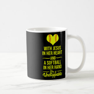 Caneca De Café Rebatedora de Softbol Com Jesus No Coração Arremes