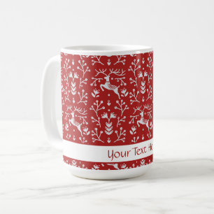 Caneca De Café Rebelde Branca Escandinávia Vermelha Floral Natal